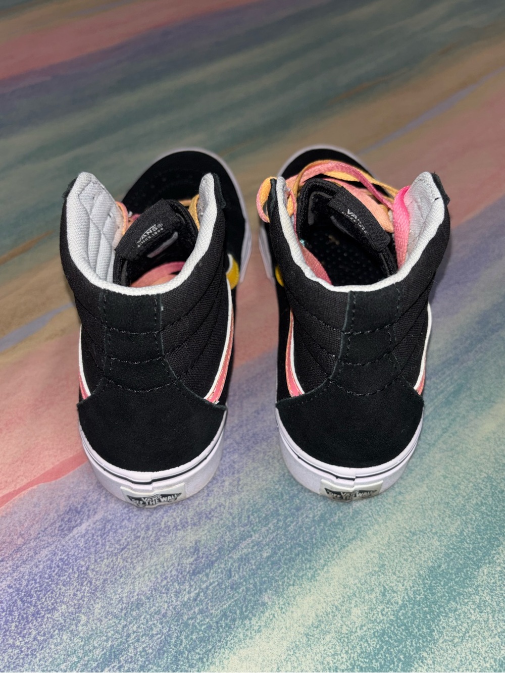 Vans ComfyCush SK8-Hi Black Suede Colorful Laces - JUNIORS 7 / women’s 8.5 - Picture 6 of 10
